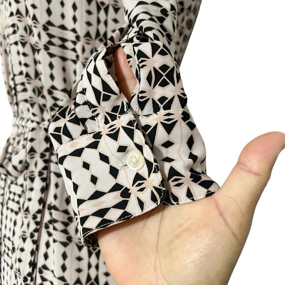 CAbi Colony Club Geometric Print Shirt Dress Blush/Black Size XSmall - Picture 9 of 11